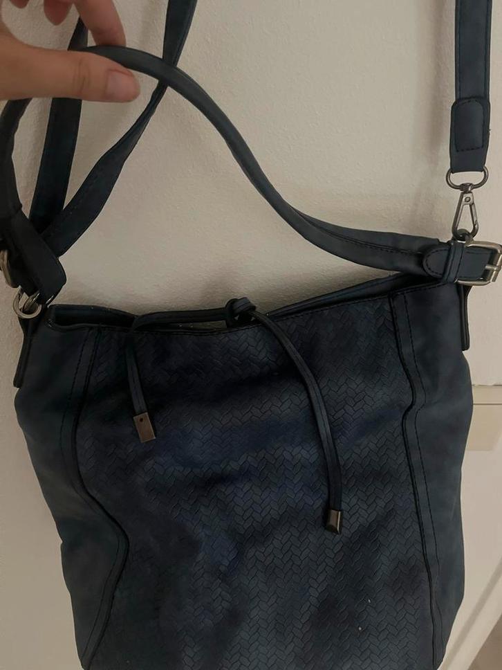 Super Mooie Donkerblauwe hand/schoudertas, Sieraden, Tassen en Uiterlijk, Tassen | Damestassen, Gebruikt, Handtas, Blauw, Ophalen of Verzenden