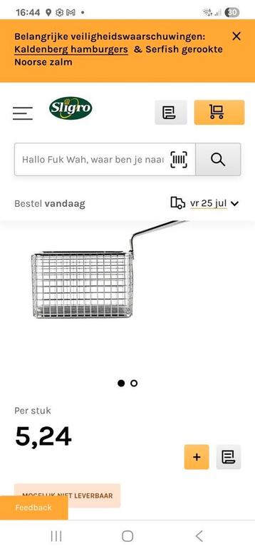 Sligro mini frites mandjes beschikbaar voor biedingen