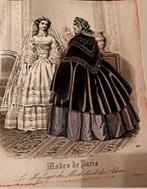 Antieke Modes de Paris Prent, Ophalen of Verzenden, Dames