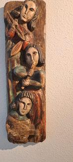 polychroom houten paneel met muzikanten, Ophalen of Verzenden