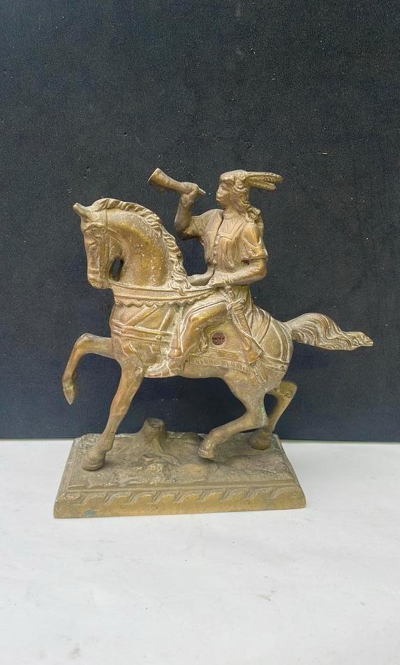 Messing beeld ruiter te paard, Antiek en Kunst, Antiek | Koper en Brons, Koper, Ophalen of Verzenden