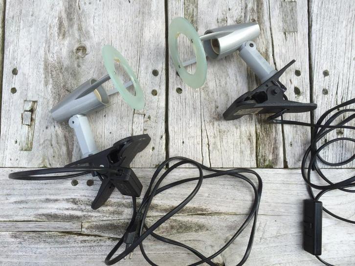 Twee space age plastic knijpspotjes planeet ring zilvergrijs, Huis en Inrichting, Lampen | Spots, Gebruikt, Ophalen of Verzenden