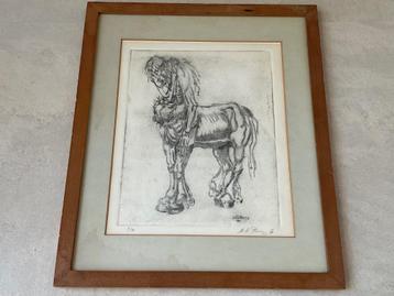 Zeldzame gesigneerde ets van centaur half mens half paard  beschikbaar voor biedingen