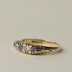 Vintage 9 karaat gouden ring tanzaniet en diamant, Verzenden, Nvt, Dame, Nvt