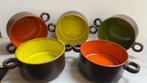 Opvallende Vintage Seventies Soepkommen met Oor - Set van 5, Gebruikt, Keramiek, Ophalen of Verzenden, Kom(men)