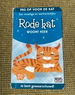 Rode kat woont hier, metalen wandbord, wandplaat, bordje, Ophalen of Verzenden, Zo goed als nieuw
