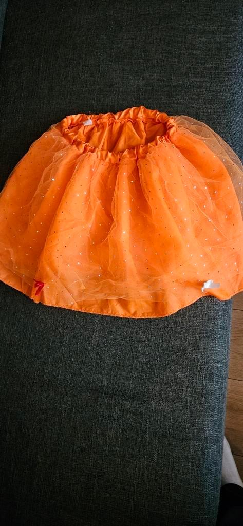 Oranje glitterrokje. Maat:140/146., Kinderen en Baby's, Kinderkleding | Maat 140, Zo goed als nieuw, Meisje, Jurk of Rok, Ophalen of Verzenden