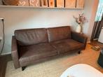 Nette bank van echt leer, Huis en Inrichting, Ophalen, Tweepersoons, Zo goed als nieuw, Rechte bank