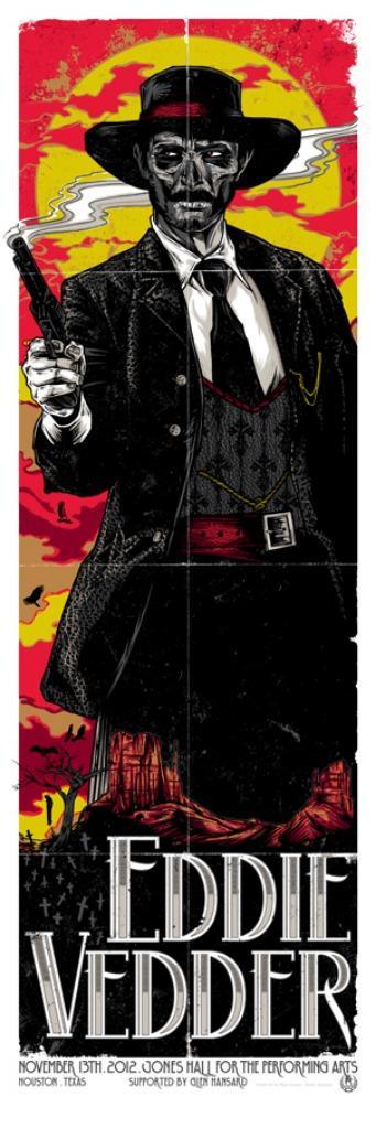 Eddie Vedder Houston 13-11-2012 originele concert poster, Verzamelen, Muziek, Artiesten en Beroemdheden, Nieuw, Poster, Artwork of Schilderij