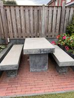 Tuintafel beton met banken, Tuin en Terras, Ophalen, Gebruikt, Rechthoekig