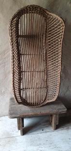 antieke rieten babymand oogstmand droogmand wasmand, Ophalen of Verzenden