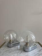 Twee chrome en glas wandlampen. Vermoedelijk glashütte, Verzenden