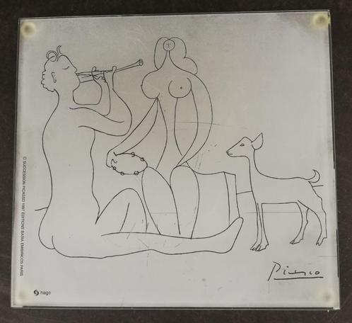 Picasso, Mes dessins d'antibes. Glas decoratie. 25/32 cm., Antiek en Kunst, Kunst | Schilderijen | Abstract, Ophalen