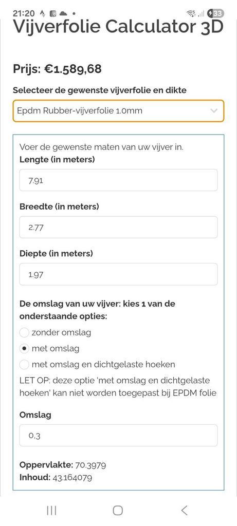Helemaal nieuw !!!!! Vijverzak Epdm 1.0 mm, Tuin en Terras, Vijvers, Nieuw, Ophalen