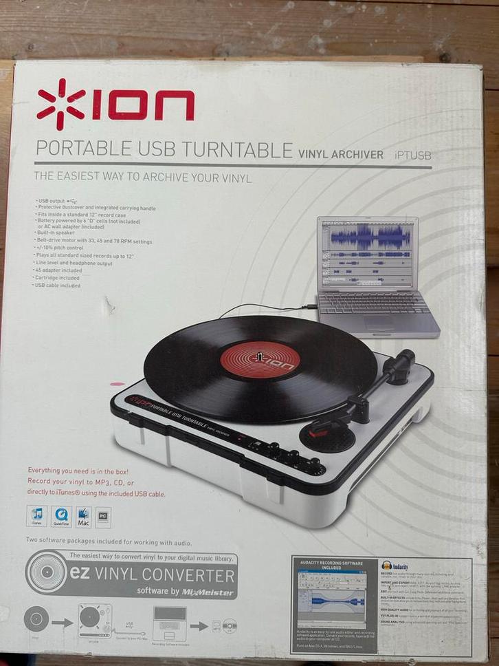 ION Platenspeler - Verkleurd, Werkt Nog!, Audio, Tv en Foto, Platenspelers, Gebruikt, Platenspeler, Overige merken, USB-aansluiting