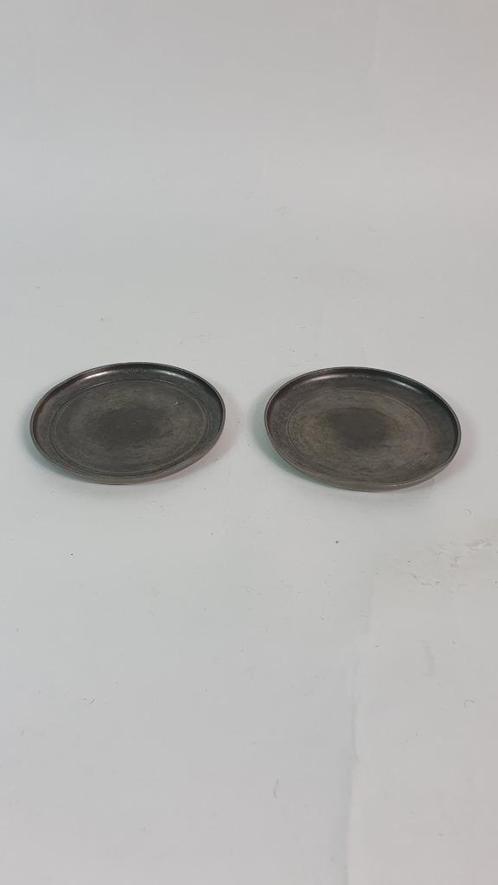 Vintage Daalderop onderzetters x2  tin, 8,5 cm diameter 7A12, Antiek en Kunst, Antiek | Tin, Ophalen of Verzenden