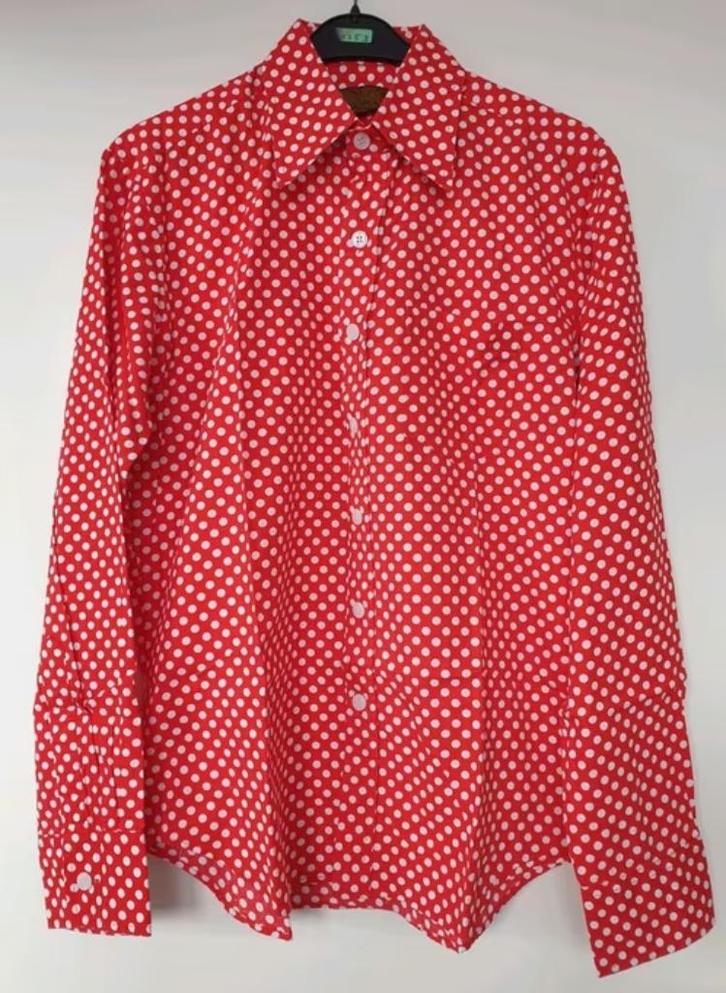 Overhemd/blouse rood met witte stippen feestkleding, maat M, Kleding | Heren, Carnavalskleding en Feestkleding, Nieuw, Kleding