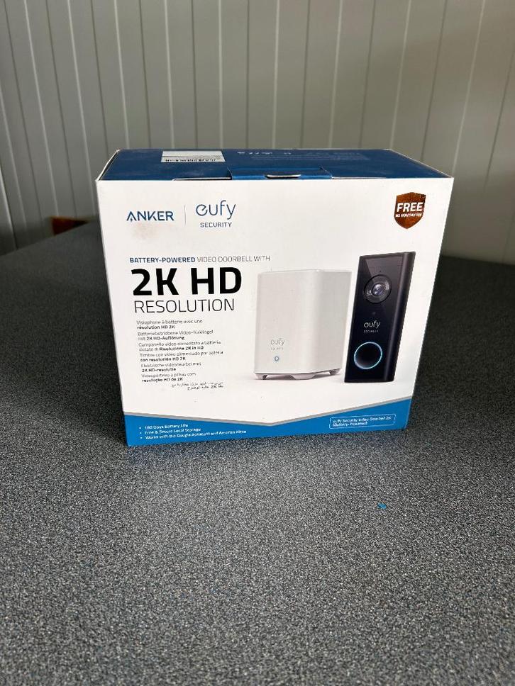 Eufy video deurbel met camera 2K, Huis en Inrichting, Deurbellen, Zo goed als nieuw, Draadloos, Ingebouwde camera, Compatibel met smartphone