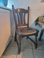 4 eiken houten stoelen met leren bekleding, Huis en Inrichting, Stoelen, Ophalen, Gebruikt, Bruin, Hout