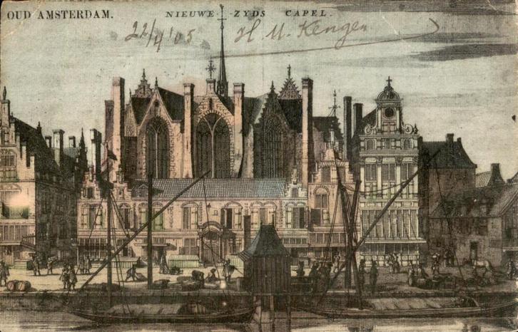 Oud Amsterdam- Zyds Capel, Verzamelen, Ansichtkaarten | Nederland, Gelopen, Noord-Holland, Voor 1920, Ophalen of Verzenden
