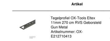 Tegelprofiel RVS Gun metal 6 stuks beschikbaar voor biedingen