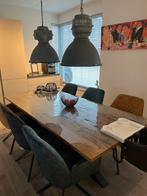 Unieke industriele eettafel van wagonplanken, Ophalen, 100 tot 150 cm, 200 cm of meer, Zo goed als nieuw