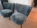 Set van 2 fauteuils in velours stof, Ophalen, Zo goed als nieuw, Stof, 50 tot 75 cm