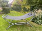 Heerlijk ligbed  op standaard hangmat tuin donker grijs, Tuin en Terras, Ophalen, Gebruikt, Meerpersoons, Met standaard