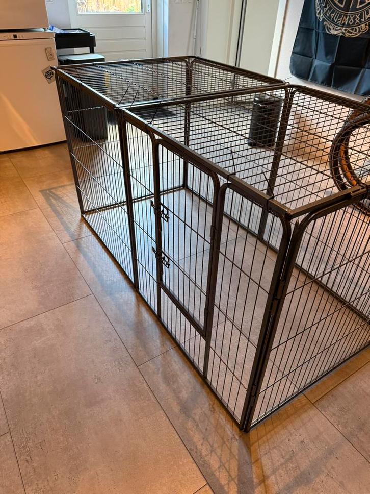 Hondenbench - 8-Hoekige Puppyren - Grijs, Dieren en Toebehoren, Hondenbenches, Zo goed als nieuw, Ophalen