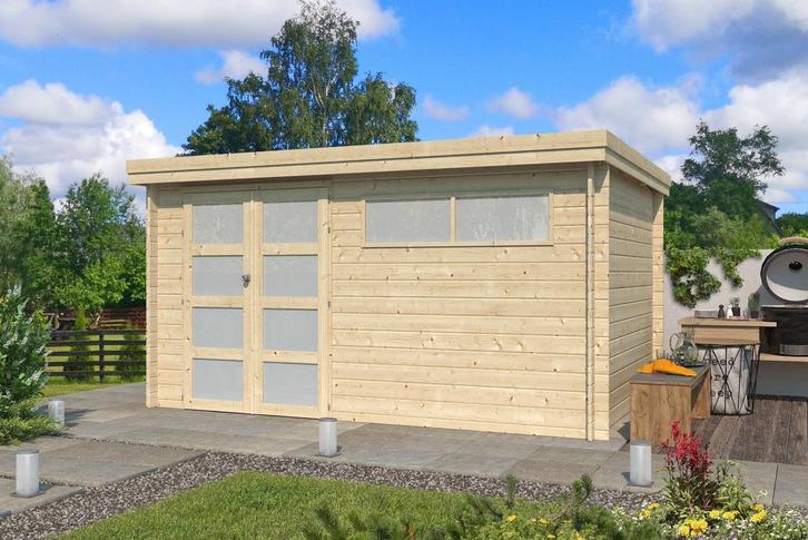 Blokhut Berging Tuinhuis Schuur Oregon 415x295 28 mm, Tuin en Terras, Palen, Balken en Planken, Nieuw, Planken, 250 cm of meer