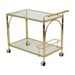 Hollywood Regency Trolley Bar Meubel Faux Bamboe Orsenigo, Huis en Inrichting, Ophalen, Gebruikt, 50 tot 100 cm, Glas