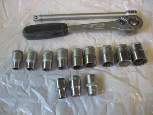 Doppenset dopsleutels ratelset Gedore, Auto diversen, Autogereedschap, Gebruikt, Ophalen of Verzenden