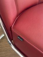 Gispen 412 fauteuil, hoogglans chroom, bordeauxrood leder, 75 tot 100 cm, Ophalen of Verzenden, Zo goed als nieuw, Metaal
