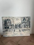 Schilderij Amsterdamse grachten van B. den Bakker, Antiek en Kunst, Ophalen of Verzenden