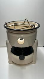 Vintage Emaille Fondue Brander/Rechaud - Crème/Zwart, Ophalen of Verzenden