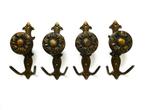 4 Stevige messing florale kapstokhaken met hoedenhaak, Ophalen of Verzenden