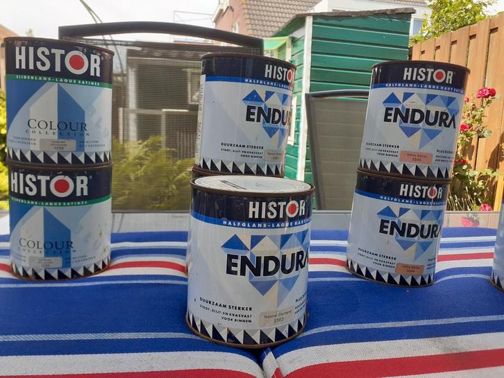 Histor Endura monodek lak verf nieuw.Zie kleuren hieronder:, Doe-het-zelf en Verbouw, Verf, Beits en Lak, Ophalen of Verzenden