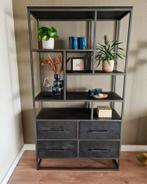 Zwarte Mango Houten Kast/Boekenkast met Metalen Frame, Huis en Inrichting, Ophalen, 50 tot 100 cm, Zo goed als nieuw, Metaal