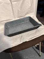 Vintage: geemailleerde ovenschaal emaille grijs/gewolkt., Ophalen of Verzenden