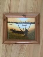 Schilderij met boot en vissers, Minder dan 50 cm, Nieuw, Ophalen of Verzenden, Schilderij