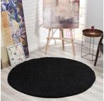 Zwart Rond Hoogpolig Vloerkleed 200x200 cm - Zacht en Modern, Ophalen, Zwart, Rond, 200 cm of meer