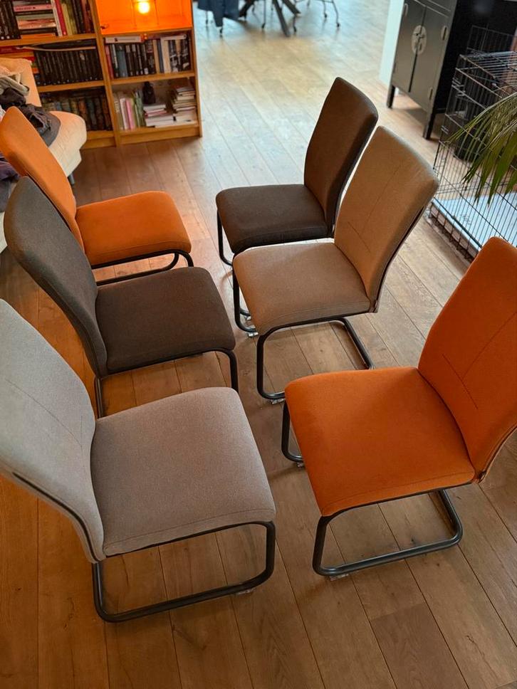 6 Henders & Hazel Eetkamerstoelen - Setprijs!, Huis en Inrichting, Stoelen, Gebruikt, Vijf, Zes of meer stoelen, Stof, Grijs, Ophalen