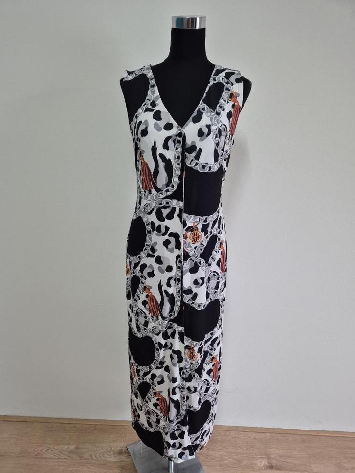 J502 - Lange Angelle Milan jurk maat L (1), Kleding | Dames, Jurken, Zo goed als nieuw, Maat 38/40 (M), Rood, Onder de knie, Ophalen of Verzenden