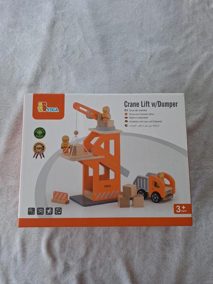 Nieuw viga toys houten kraanlift tbv goed doel, Kinderen en Baby's, Speelgoed | Houten speelgoed, Nieuw, Overige typen, Ophalen of Verzenden