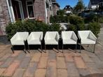 5 eetkamerstoelen leer, Huis en Inrichting, Stoelen, Gebruikt, Wit, Leer, Ophalen of Verzenden