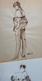 STUDIES OP PAPIER MET HOUTSKOOL- BISTER- MONO TYPE ..., Antiek en Kunst, Kunst | Tekeningen en Foto's, Ophalen of Verzenden