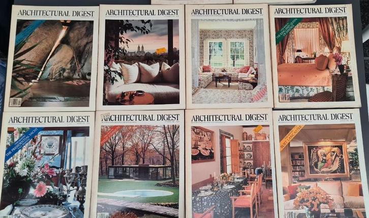 Vintage maandblad Architectural digest, 80s, 10 stuks, Boeken, Kunst en Cultuur | Architectuur, Gelezen, Architecten, Ophalen of Verzenden