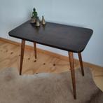 Retro jaren 70 bijzettafel hout met fineer inleg, Ophalen of Verzenden, Huis en Inrichting
