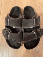 Birkenstock Arizona donkerbruin met bont, Verzenden, Zo goed als nieuw, Bruin