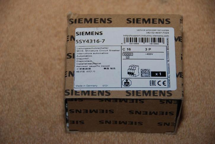 5SY4316-7 Siemens installatieautomaat C16 3P, Hobby en Vrije tijd, Elektronica-componenten, Nieuw, Ophalen of Verzenden